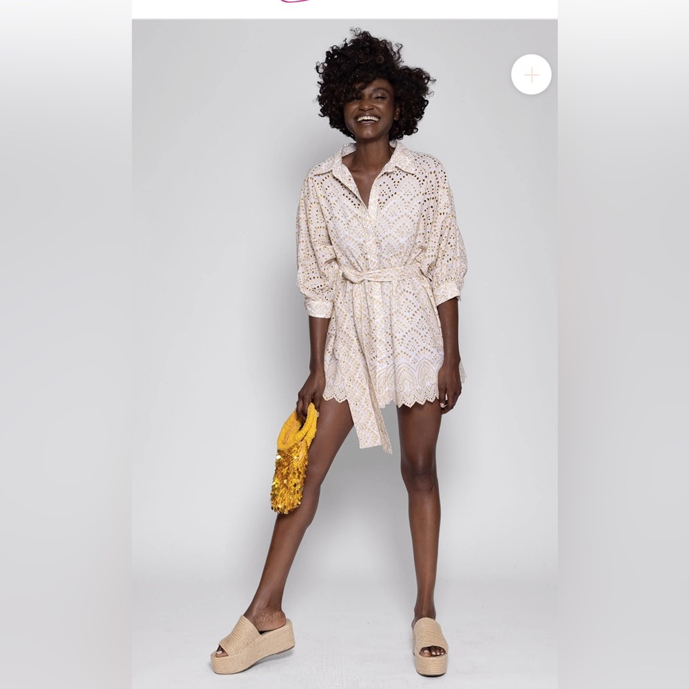 Sundress Florine Short Dress Eyelet Gold L/XL Sold Out Online